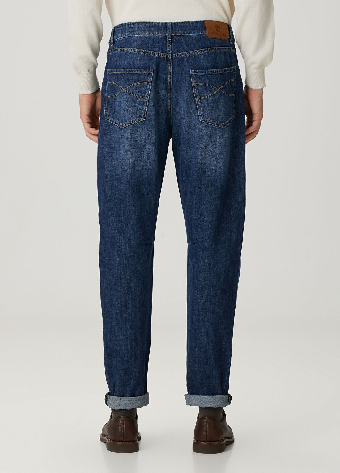 Brunello Cucinelli Koyu Mavi Jean Pantolon görsel 3