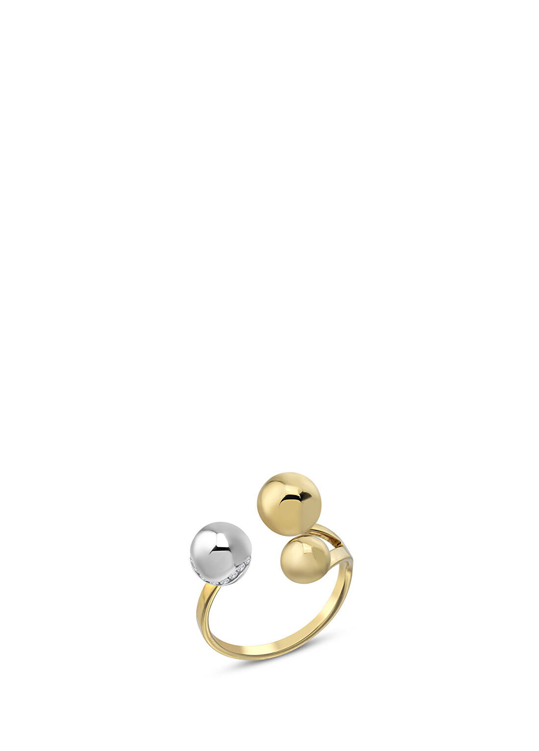 Orena Jewelry 14 Ayar Altın Üçlü Top Open Kadın Yüzük