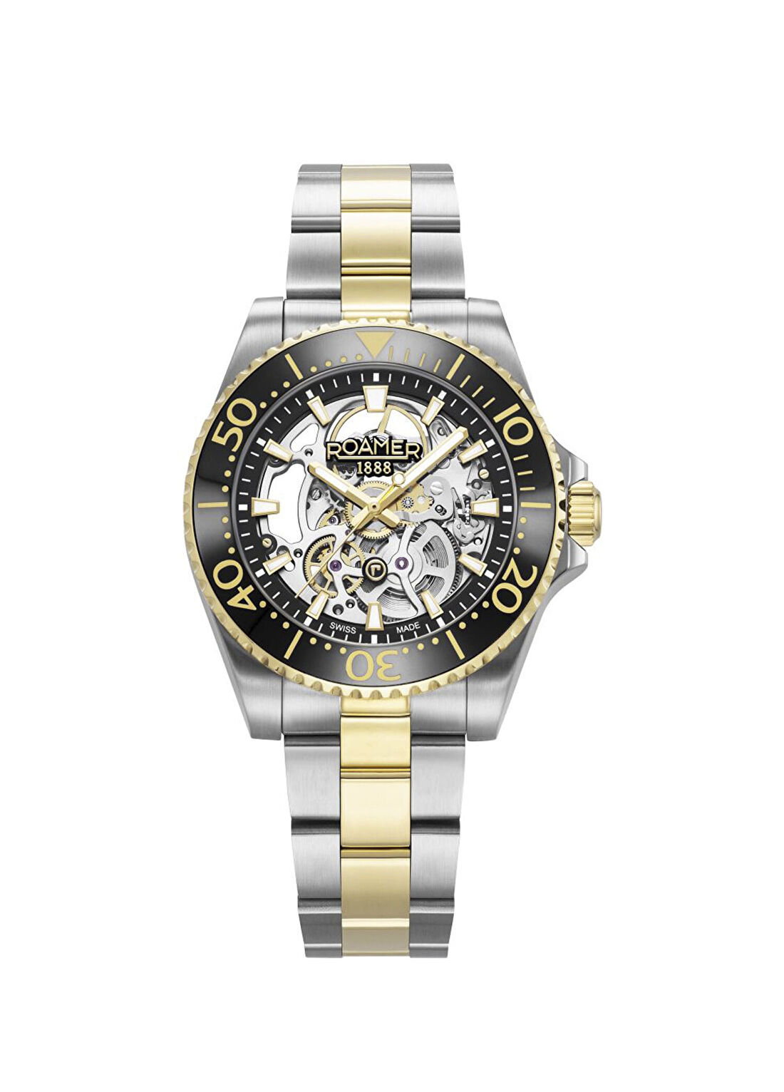 Roamer Premier Skeleton Gri Altın Sarısı Çelik Erkek Kol Saati