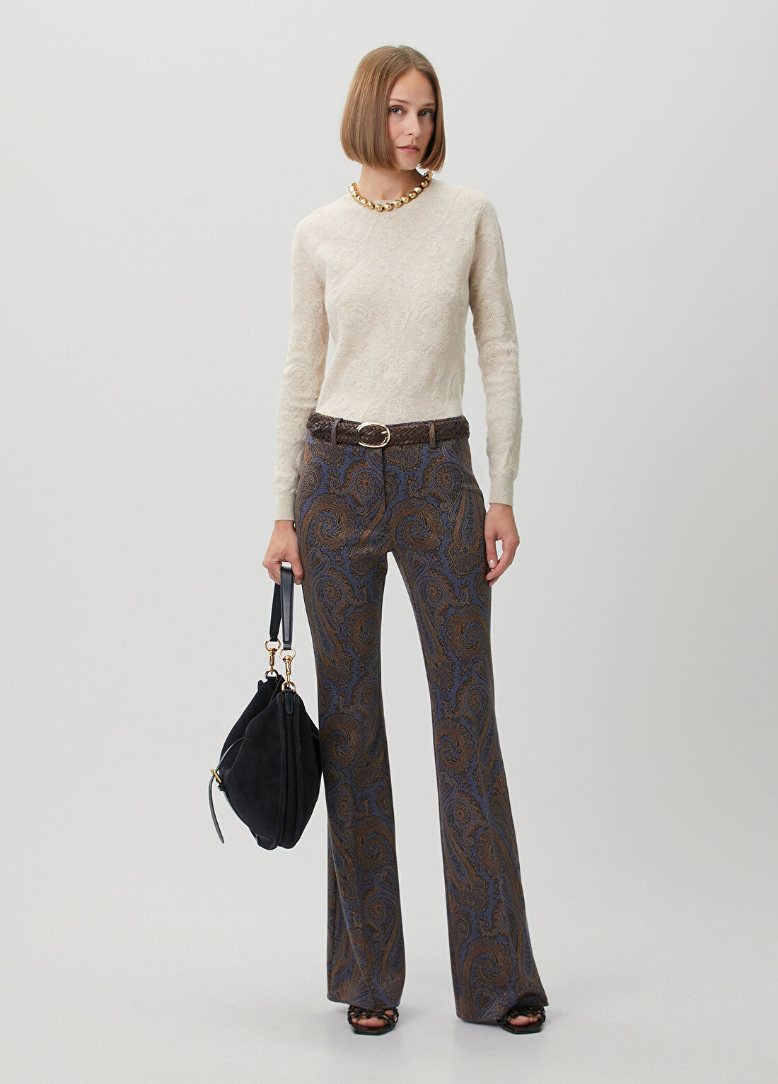 Etro Mavi Şal Desenli Pantolon