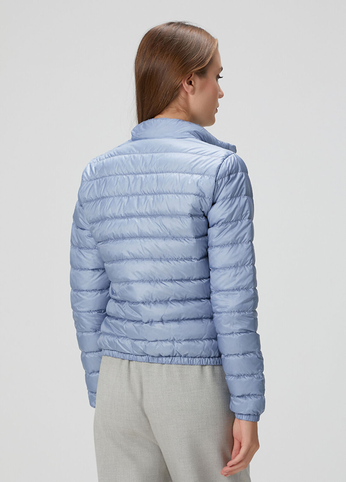 Moncler Lans Mavi Crop Puffer Mont görsel 4