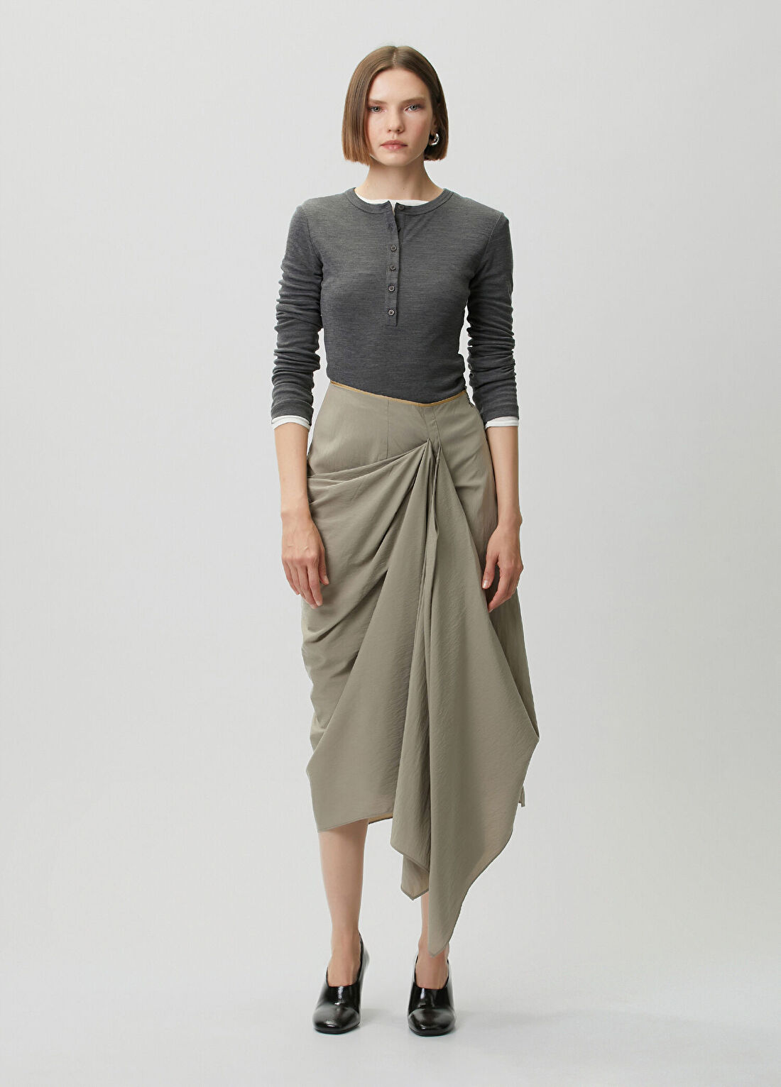 Entire Studios Fleur Drape Detaylı Midi Etek