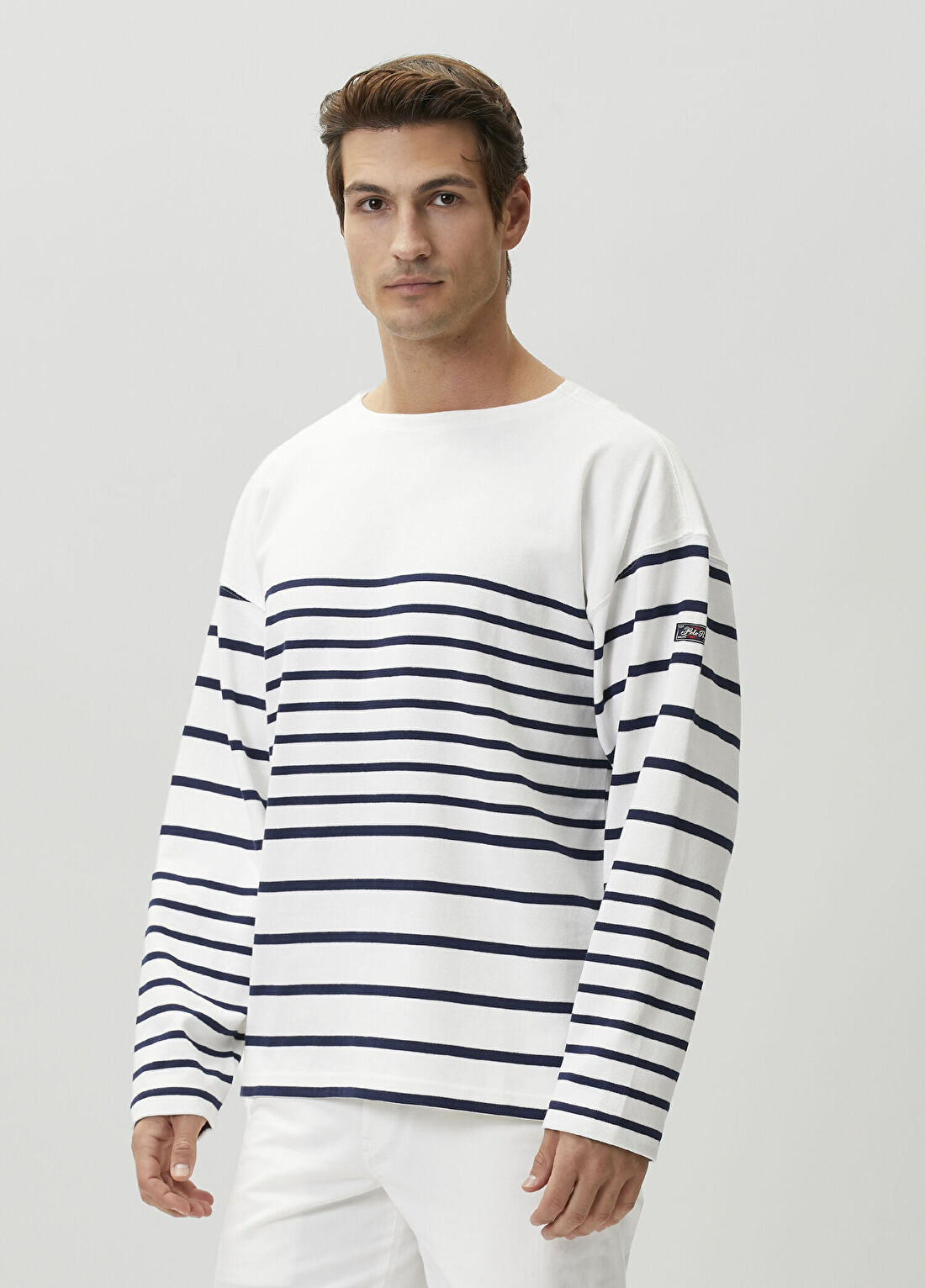 Polo Ralph Lauren Relaxed Fit Lacivert Çizgili Jersey Kazak görsel 3