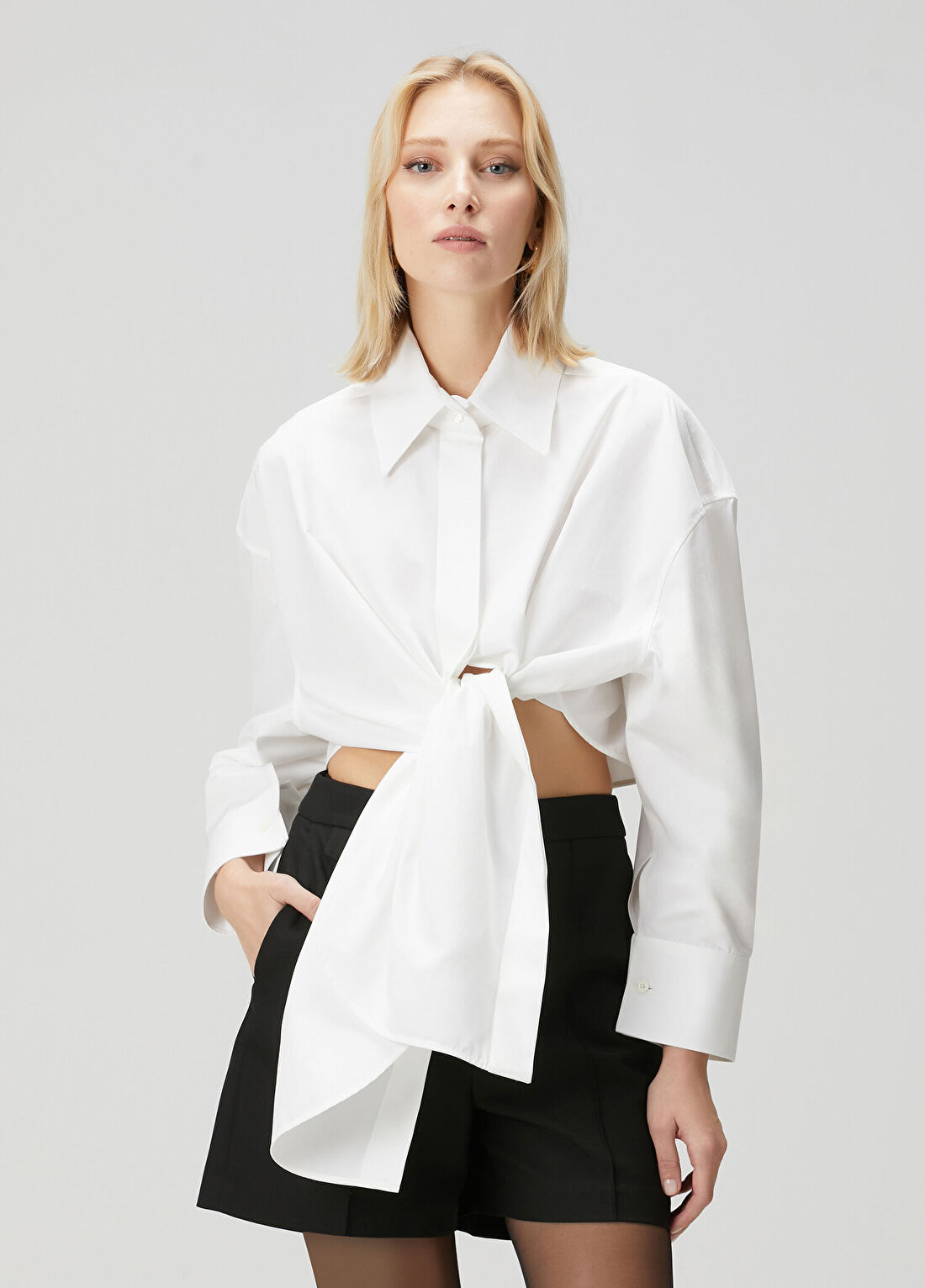 Givenchy Beyaz Asimetrik Poplin Gömlek