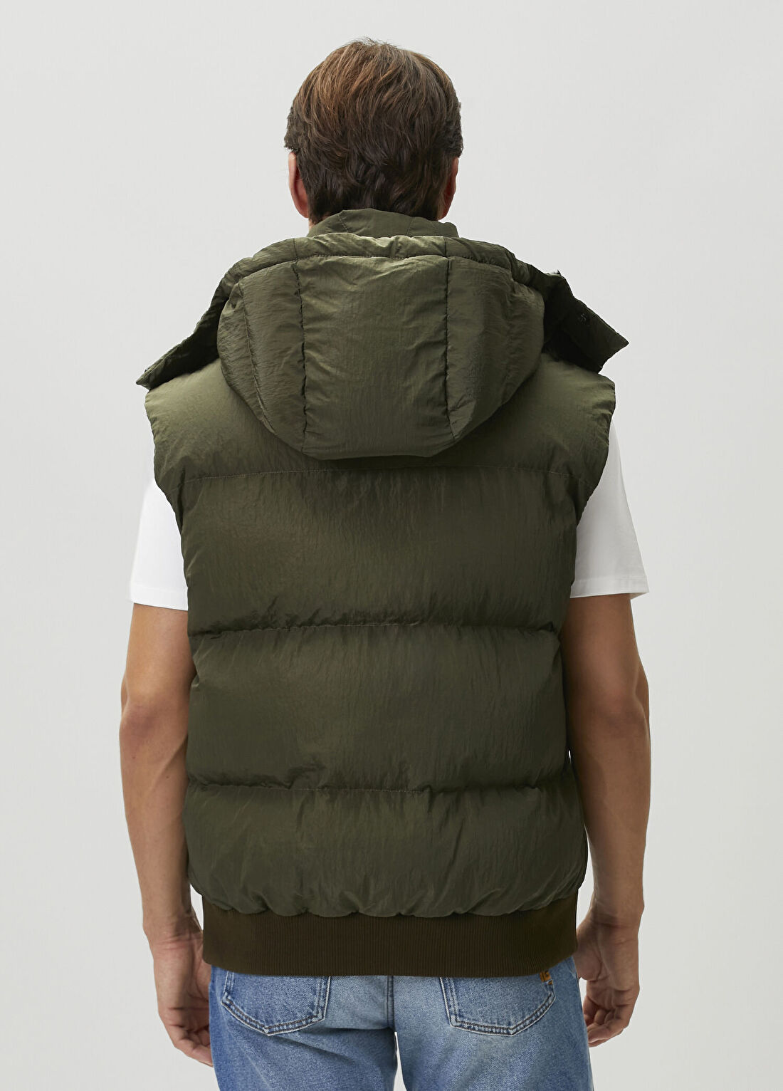Balmain Haki Kapüşonlu Puff Yelek görsel 4