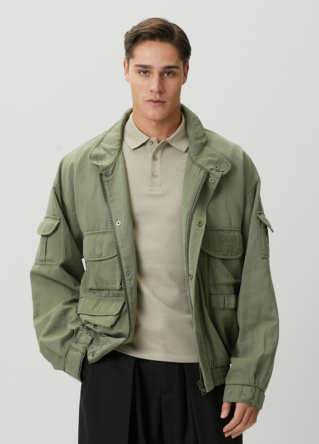 Balmain Haki Kapüşonlu Ceket
