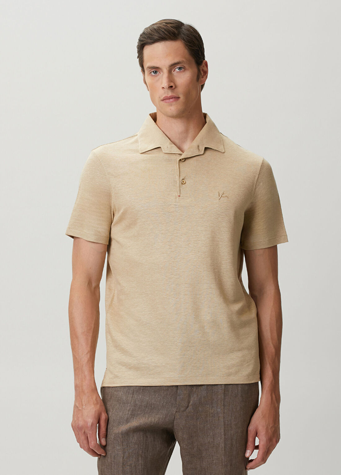 Isaia Bej Polo Yaka Keten T-shirt