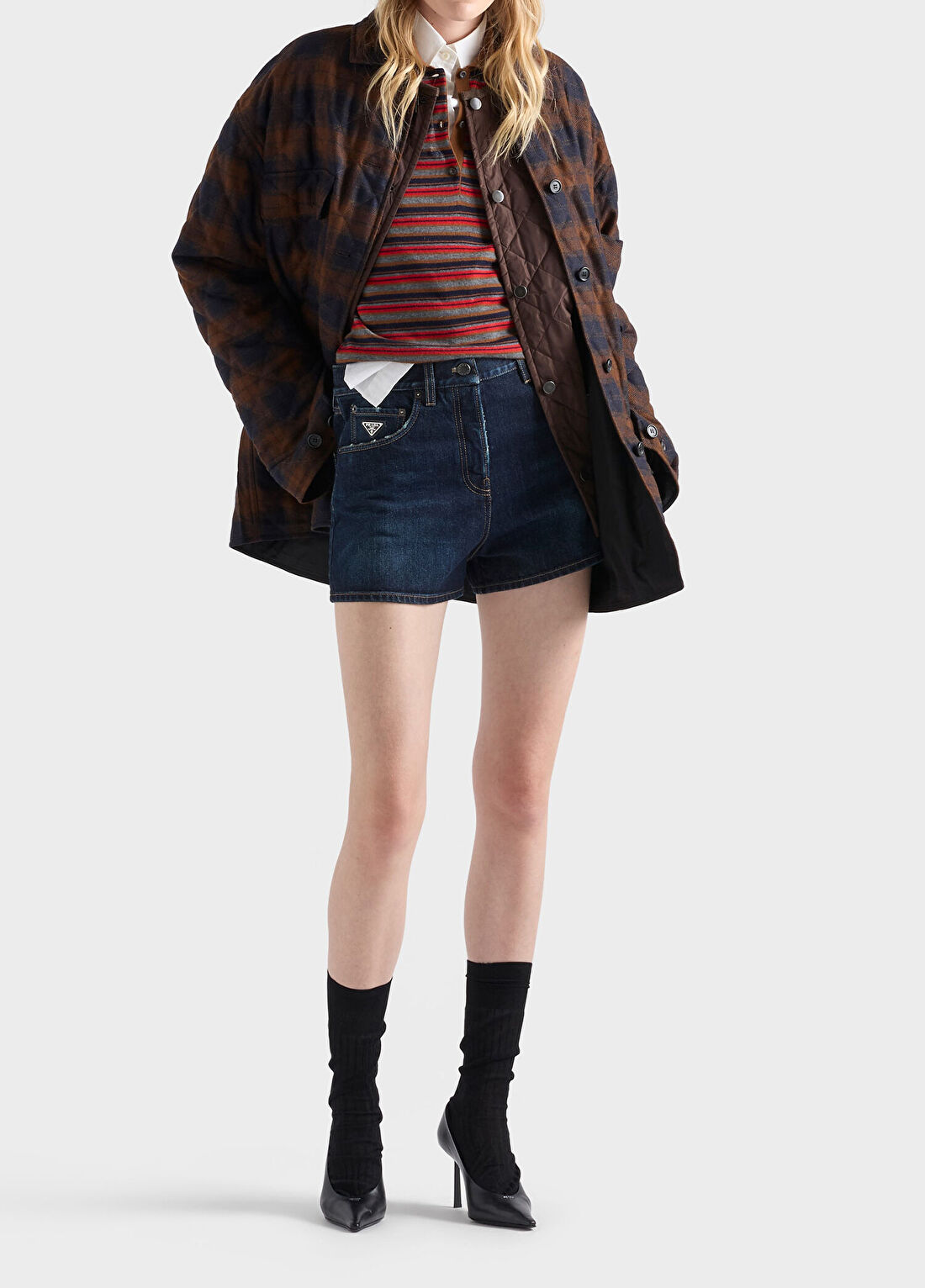 Prada Mavi Denim Kadın Mini Şort görsel 2