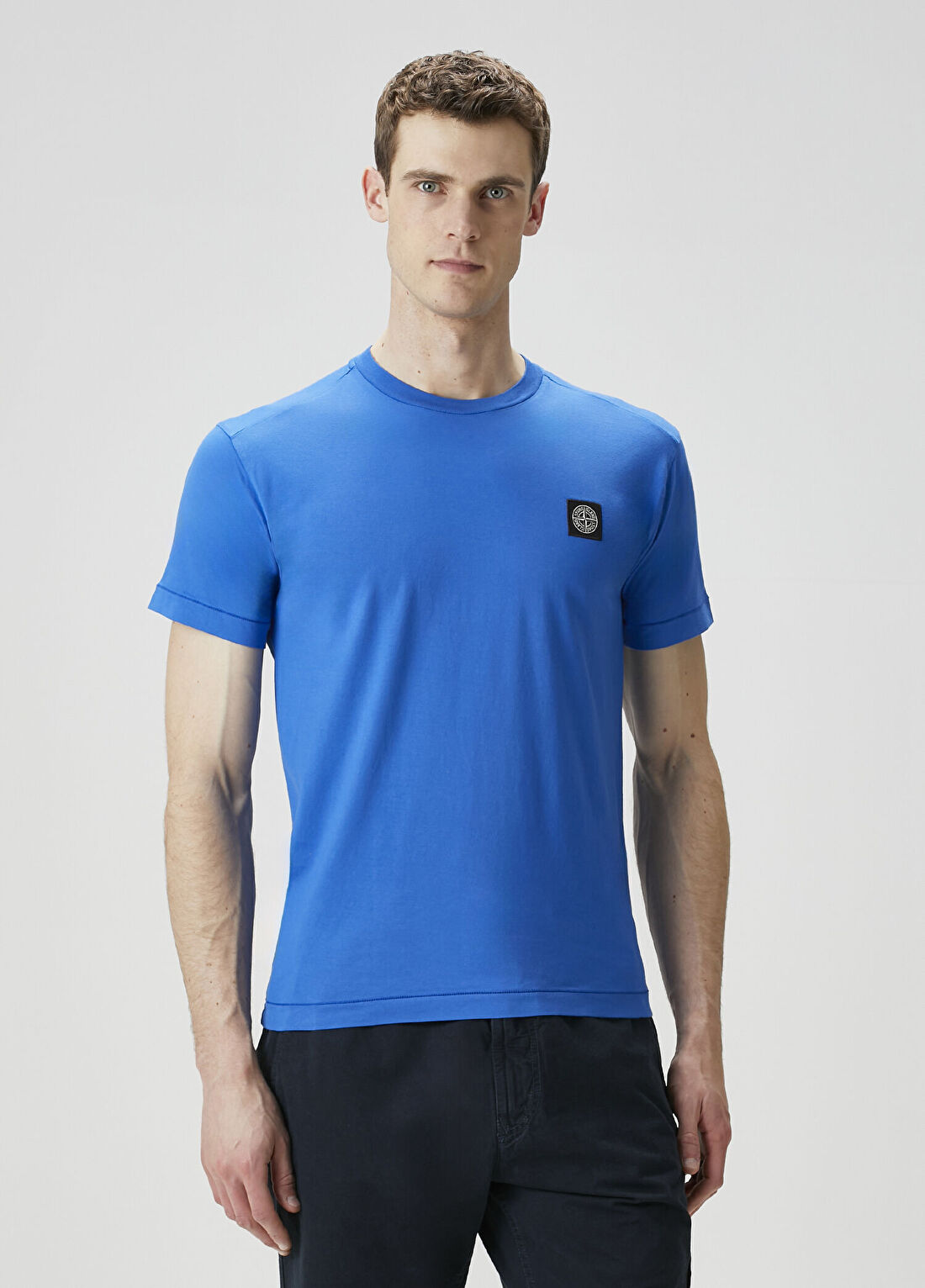 Stone Island Koyu Mavi Logo Detaylı T-shirt