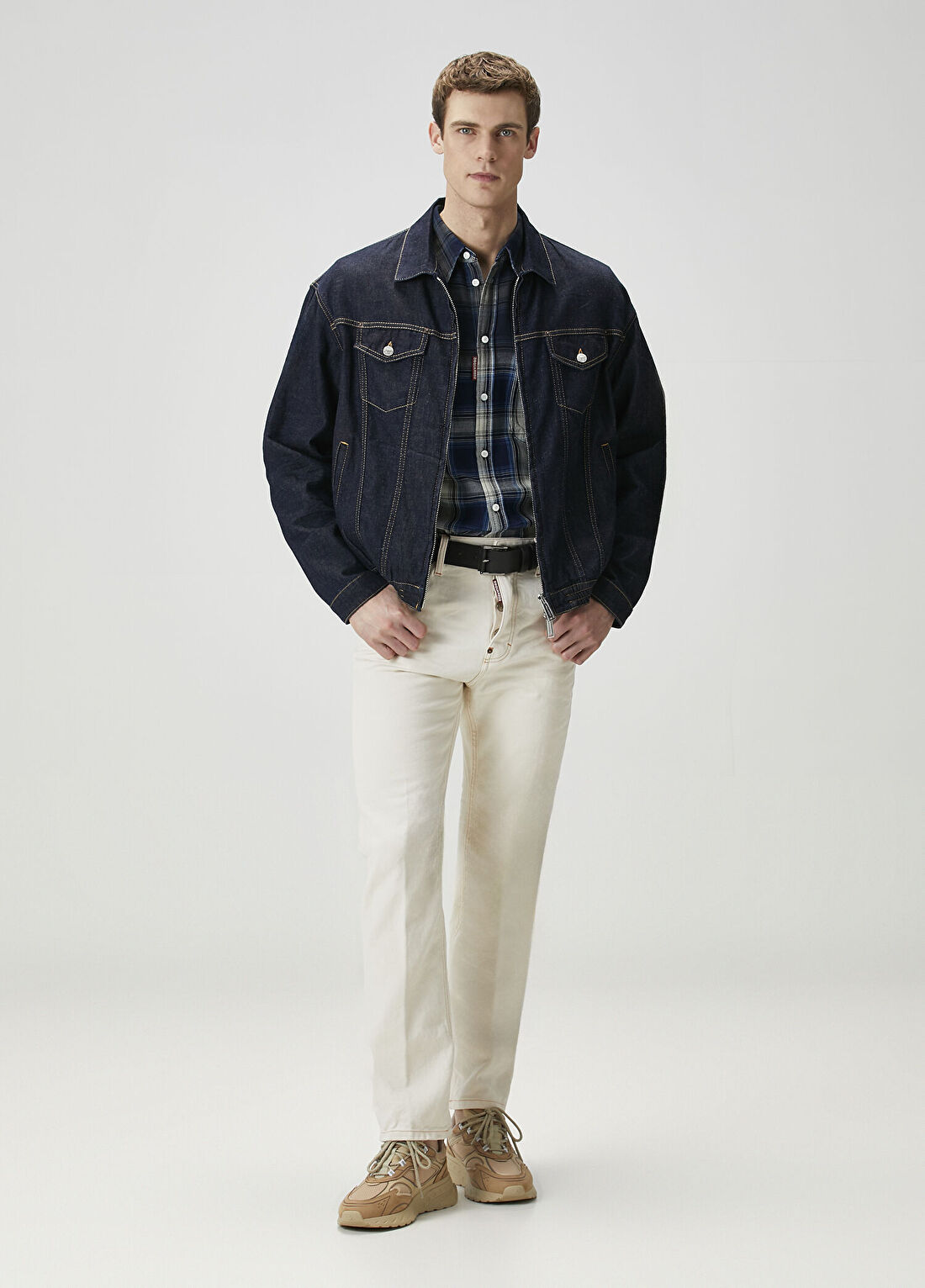 Dsquared2 Canadian Vintage Mavi Ekoseli İpek Gömlek görsel 2