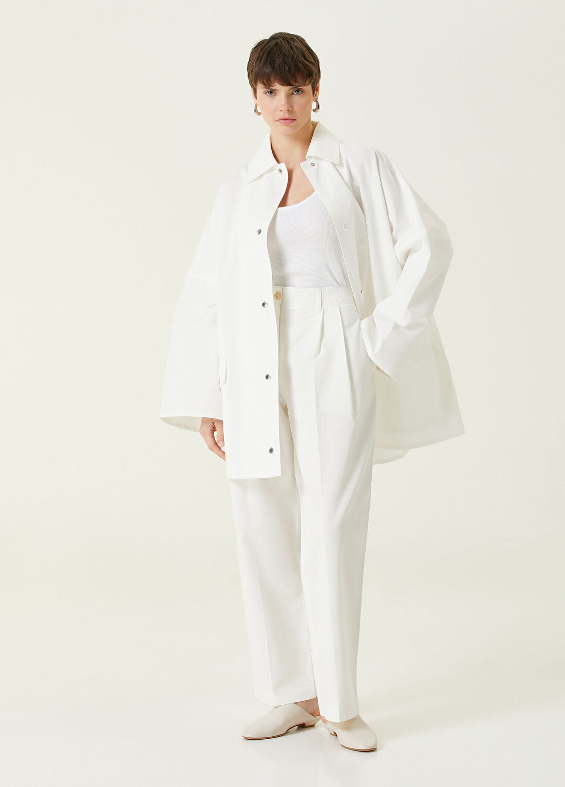 Toteme Relaxed Fit Beyaz Twill Pantolon