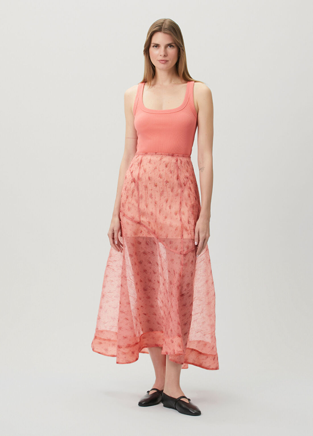 Ganni Shibori Pembe Midi Etek