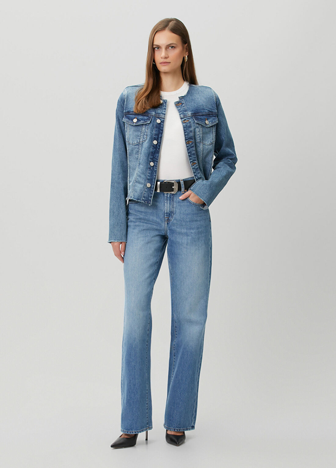 7 For All Mankind Tess Mavi Straight Leg Jean Pantolon