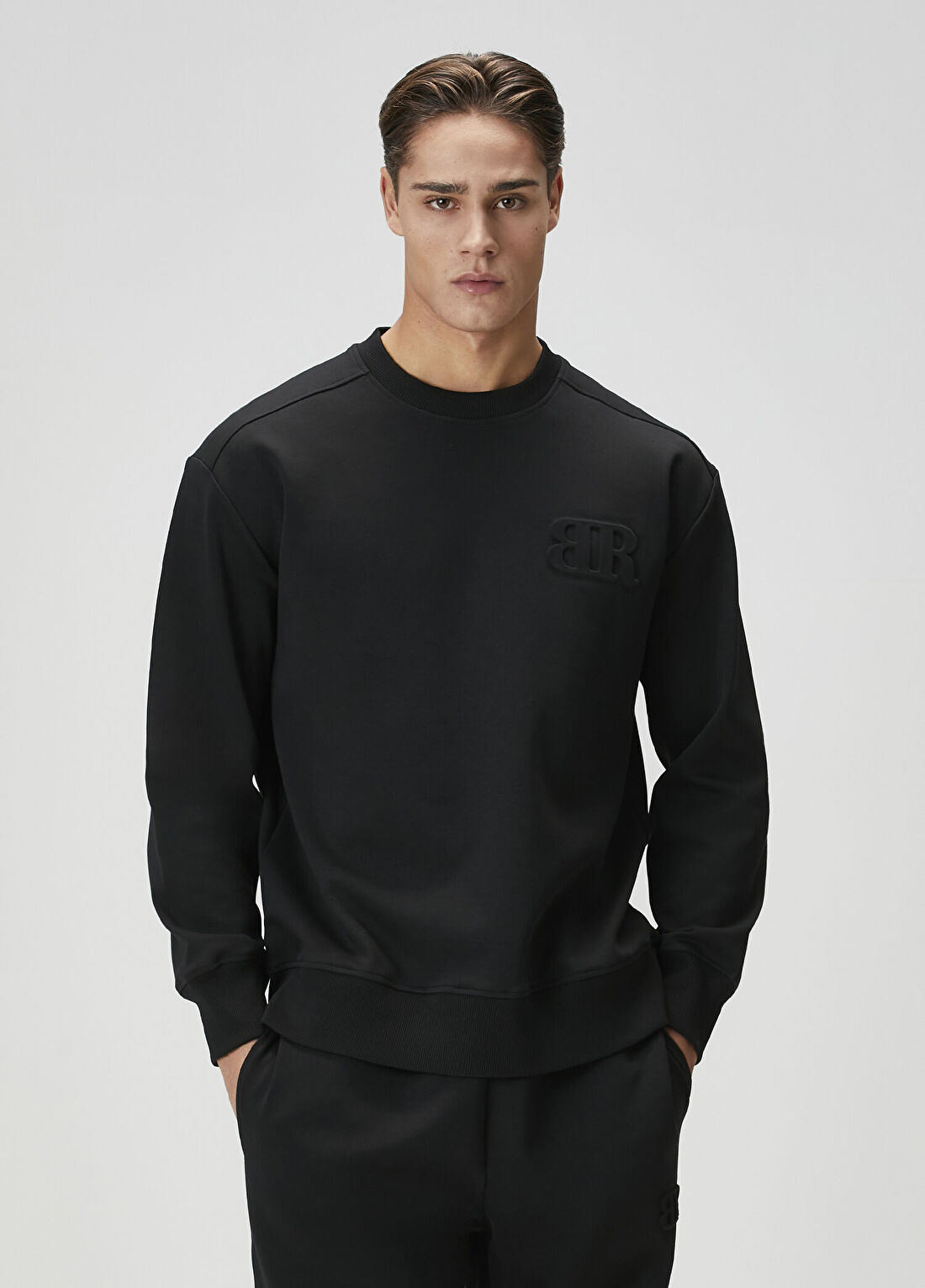 Bernotti Siyah Logo Baskılı Sweatshirt