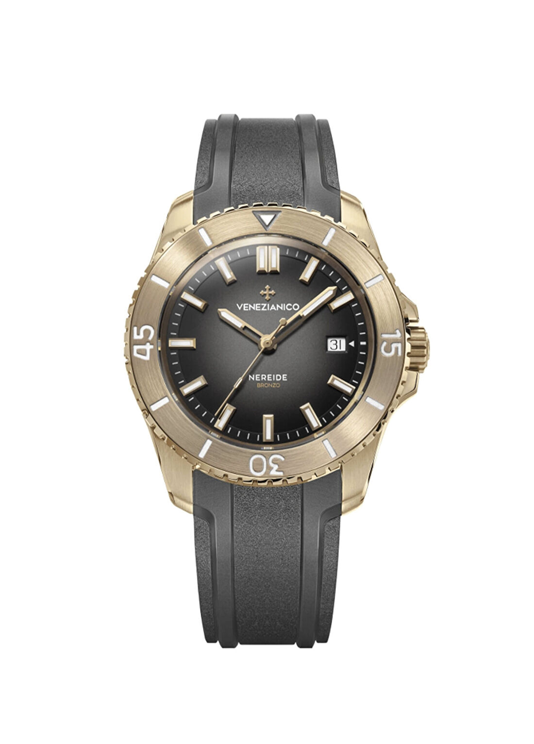Venezianico 4521555-Nereıde Bronzo Kurmalı Otomatik Gri Silikon Erkek Kol Saati