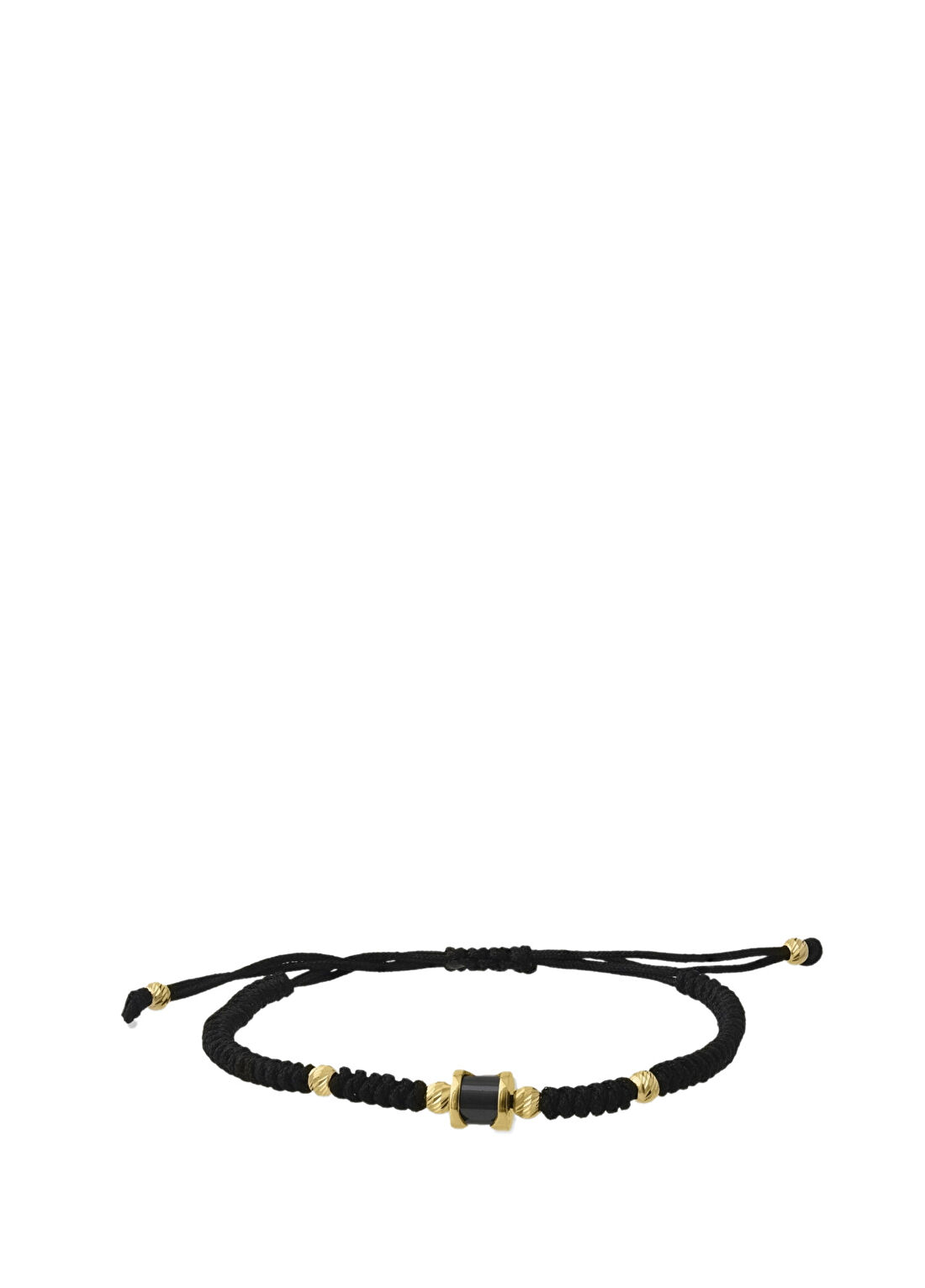 Safir Mücevher Siyah İp 14 Ayar Altın Unisex Bileklik