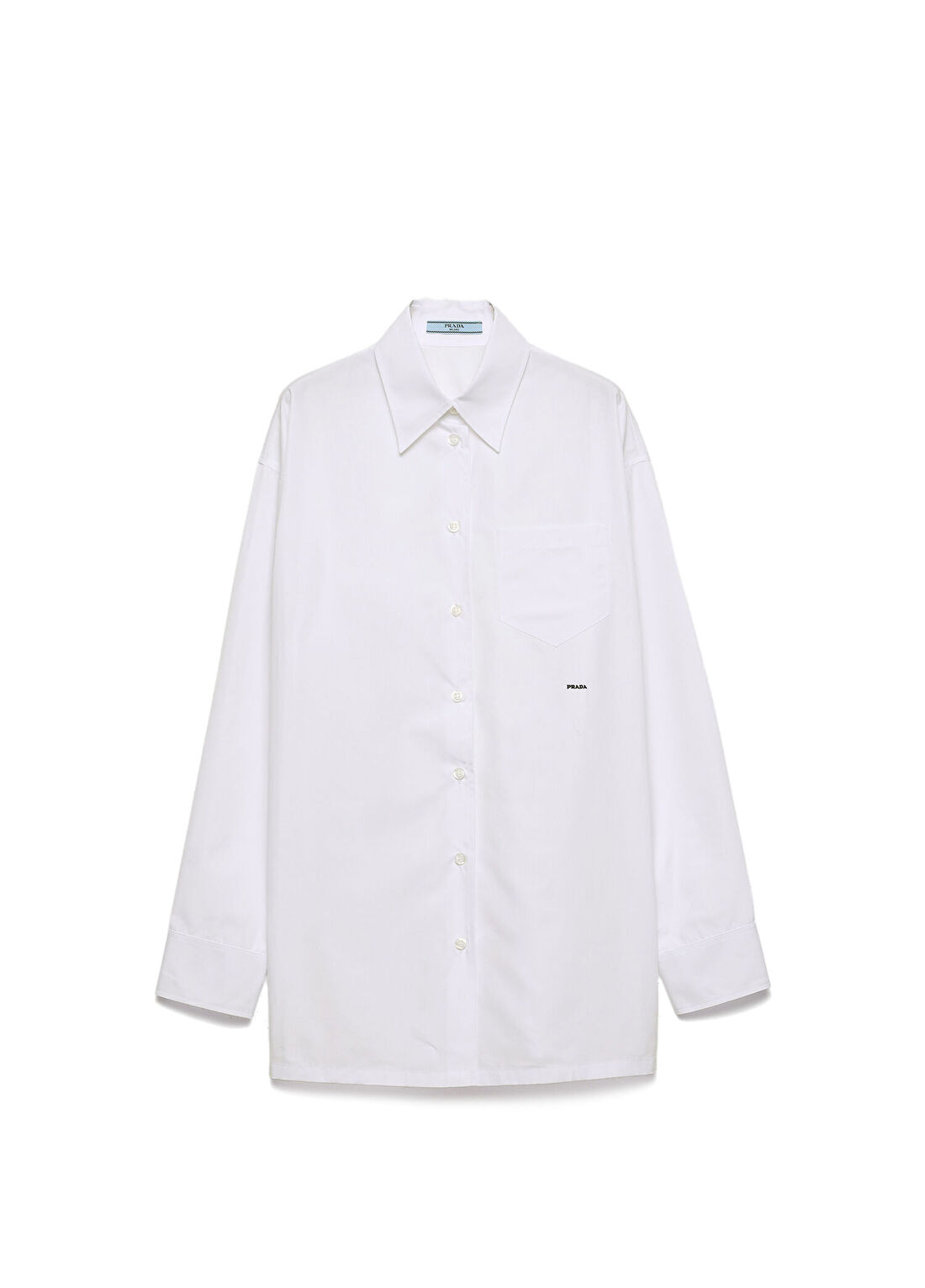 Prada Beyaz Gömlek Yaka Uzun Kollu Kadın Poplin Gömlek