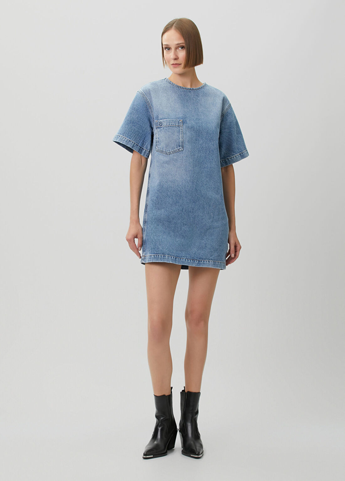Anine Bing Mavi Mini Denim Elbise