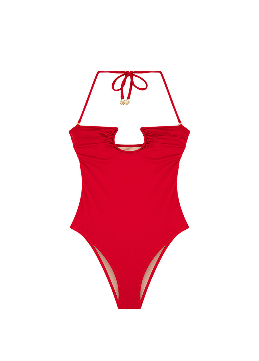 Bia Swimwear Rafaela Burnt Sienna Kırmızı U Balenli Boyundan Bağlamalı Kadın Mayo