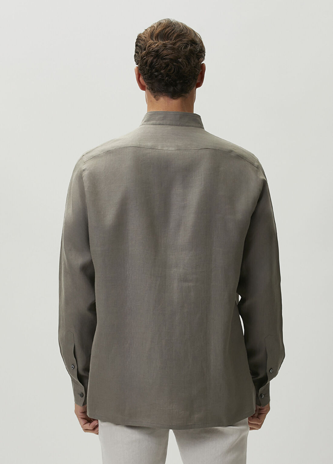 Zegna Kahverengi Keten Gömlek görsel 4