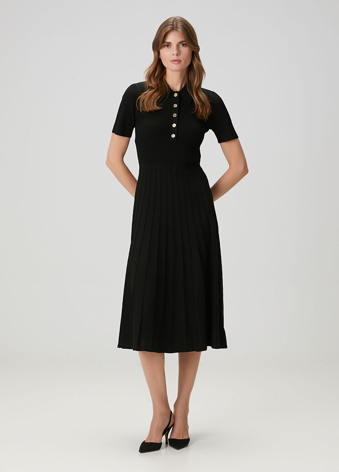 Michael Michael Kors Siyah Midi Polo Triko Elbise görsel 2