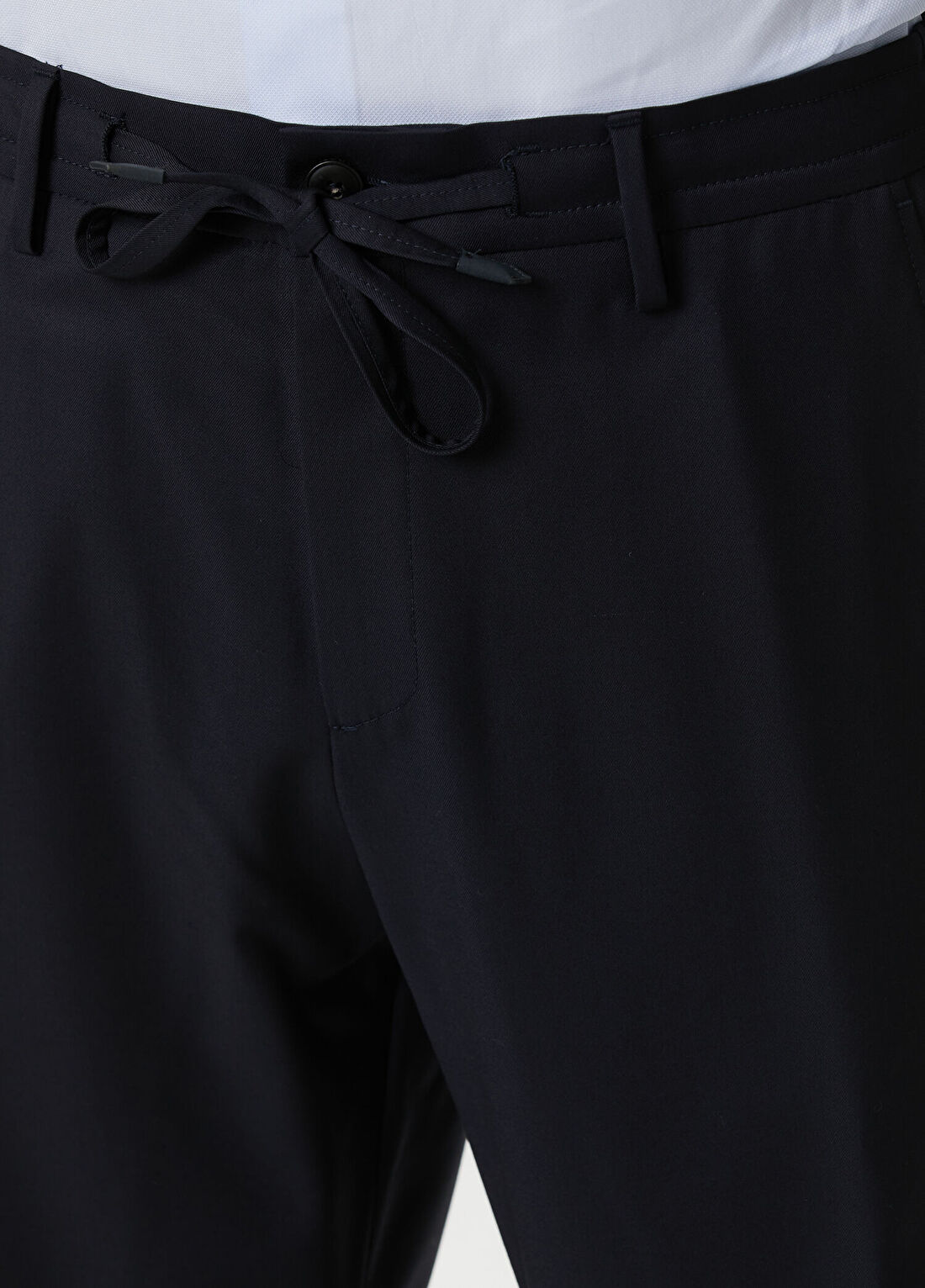 Canali Siyah Beli Kordonlu Yün Pantolon görsel 4