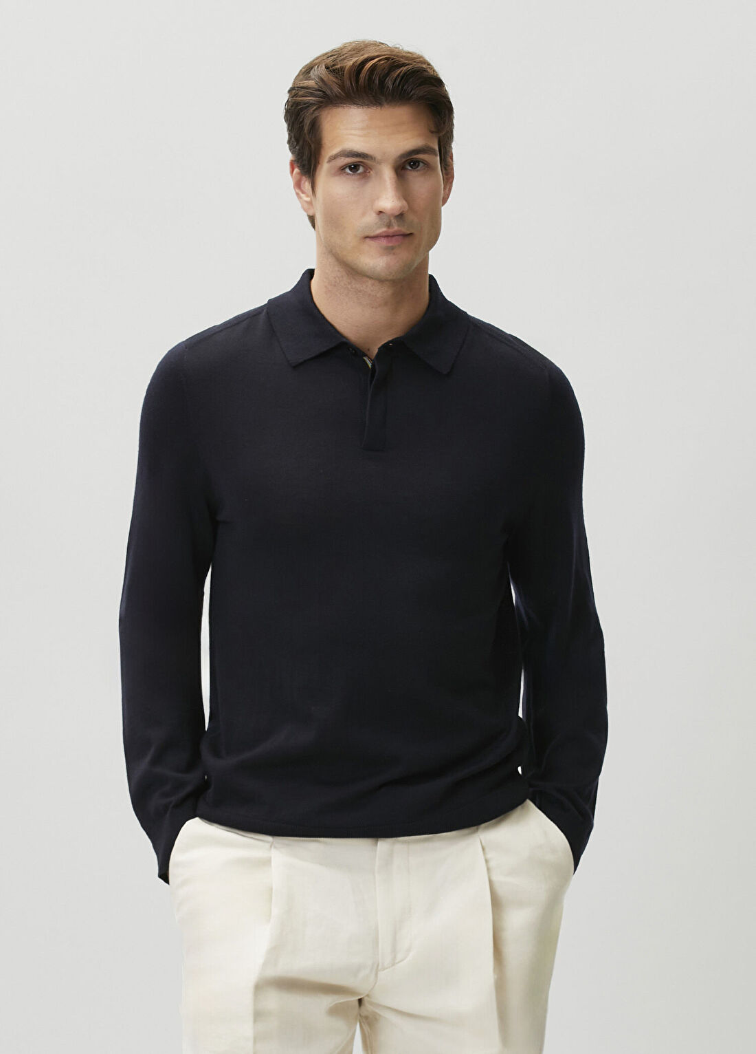 Paul Smith Lacivert Polo Yaka Yün Triko