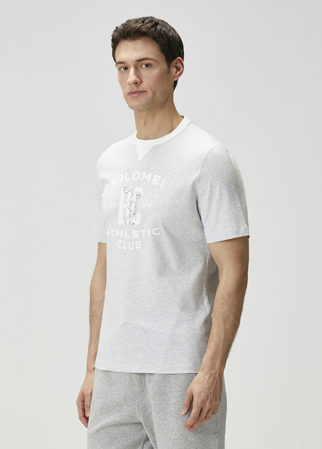 Brunello Cucinelli Gri Baskılı T-shirt görsel 3