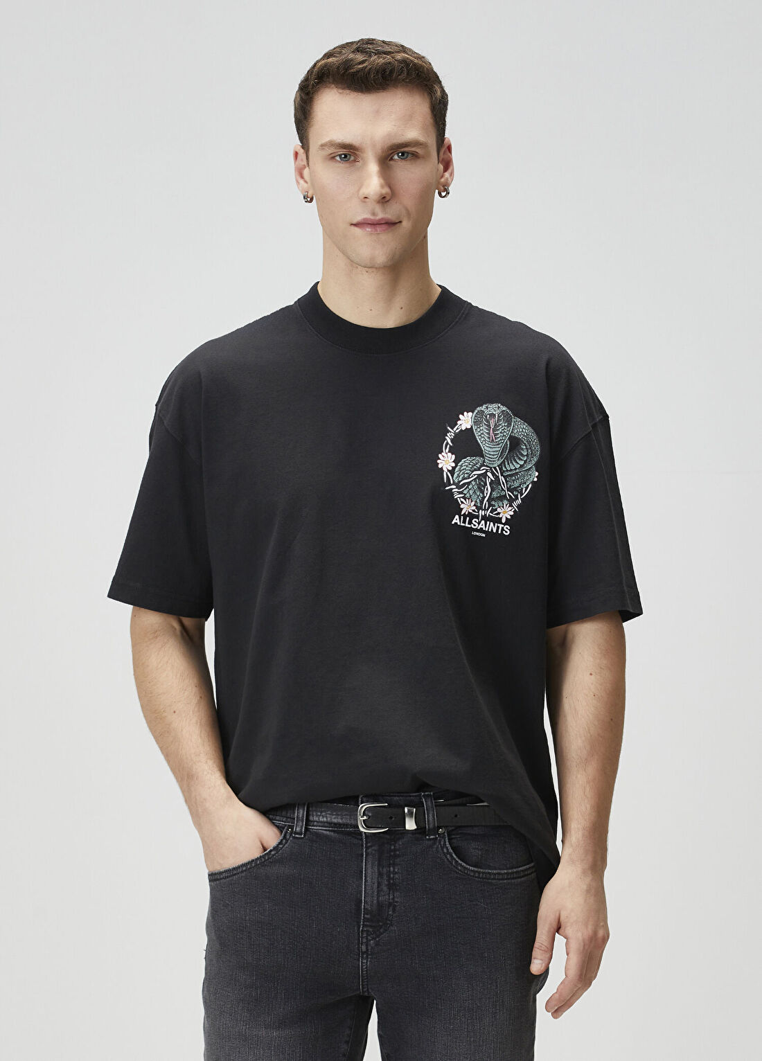 AllSaints Snakebite Antrasit Oversized T-shirt