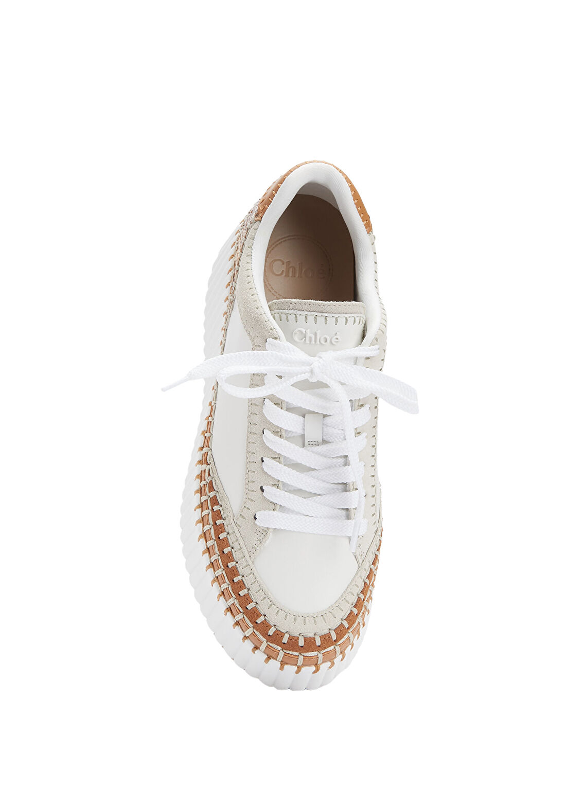 Chloe Nama Taba Beyaz Platformlu Kadın Deri Sneaker görsel 4