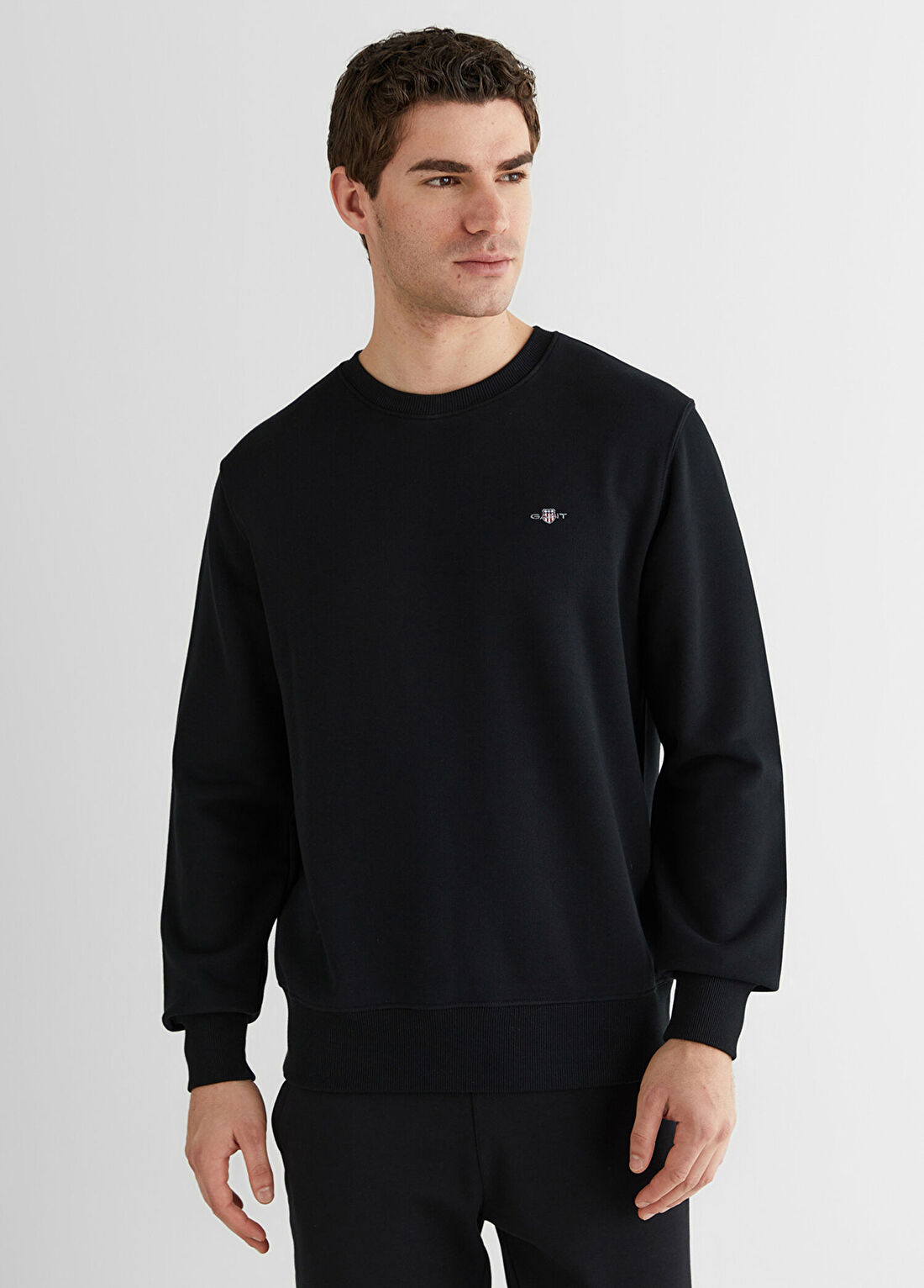 Gant Siyah Bisiklet Yaka Regular Fit Uzun Kollu Erkek Sweatshirt