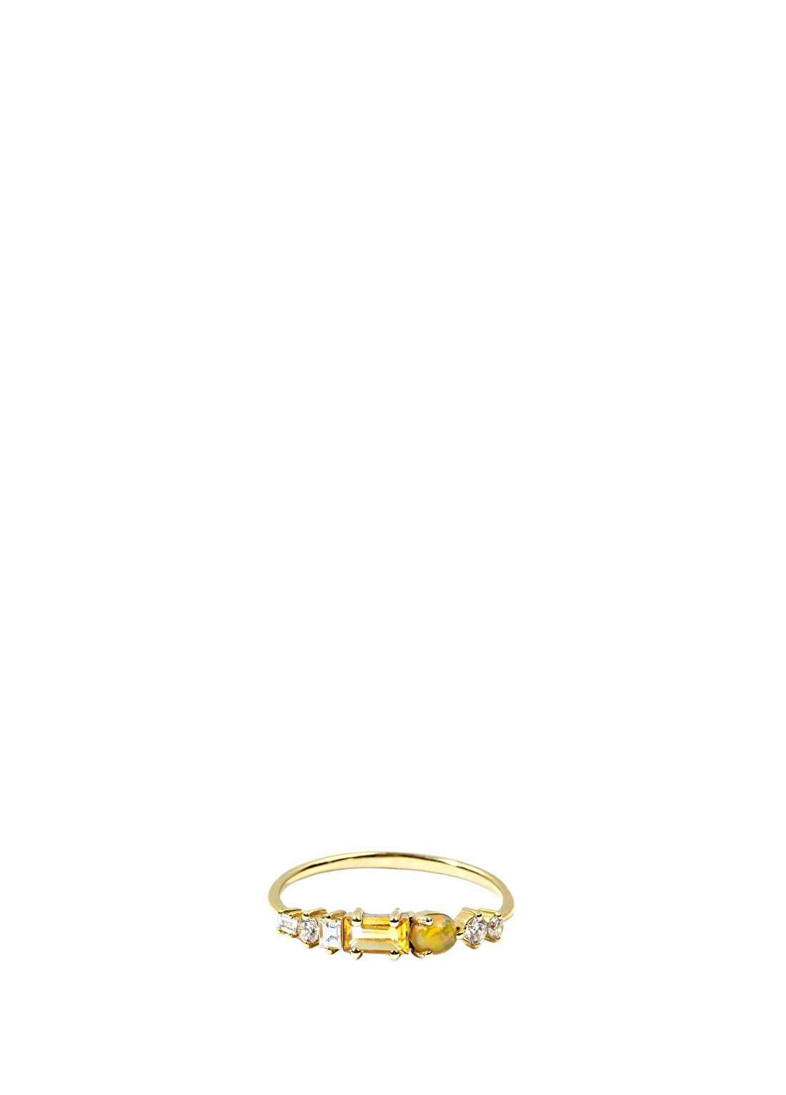 The Anoukis Sunshine Ring Diamond Citrine and Fire Opal 14 Ayar Yellow Gold Kadın Altın Yüzük