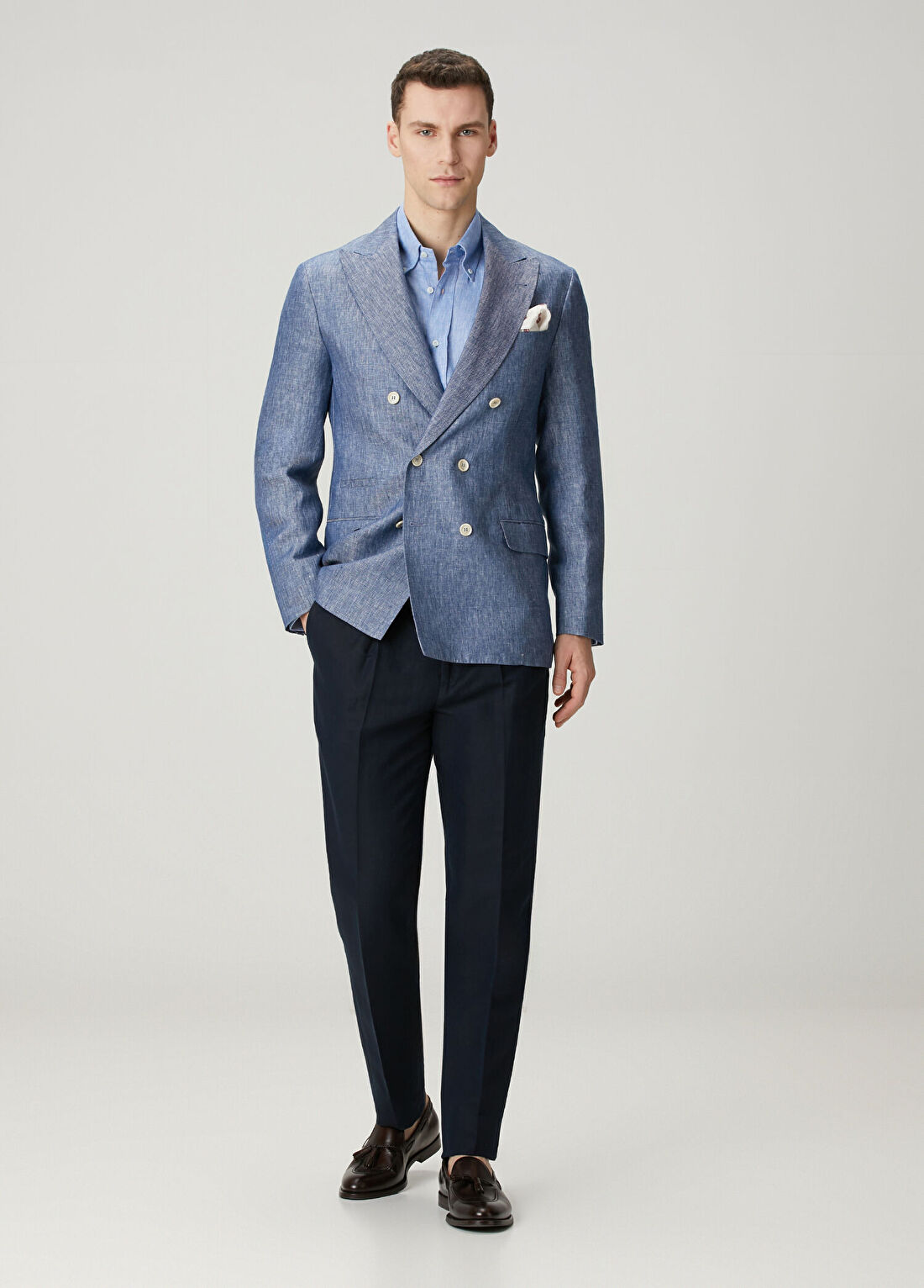 Brunello Cucinelli Lacivert Keten Pantolon