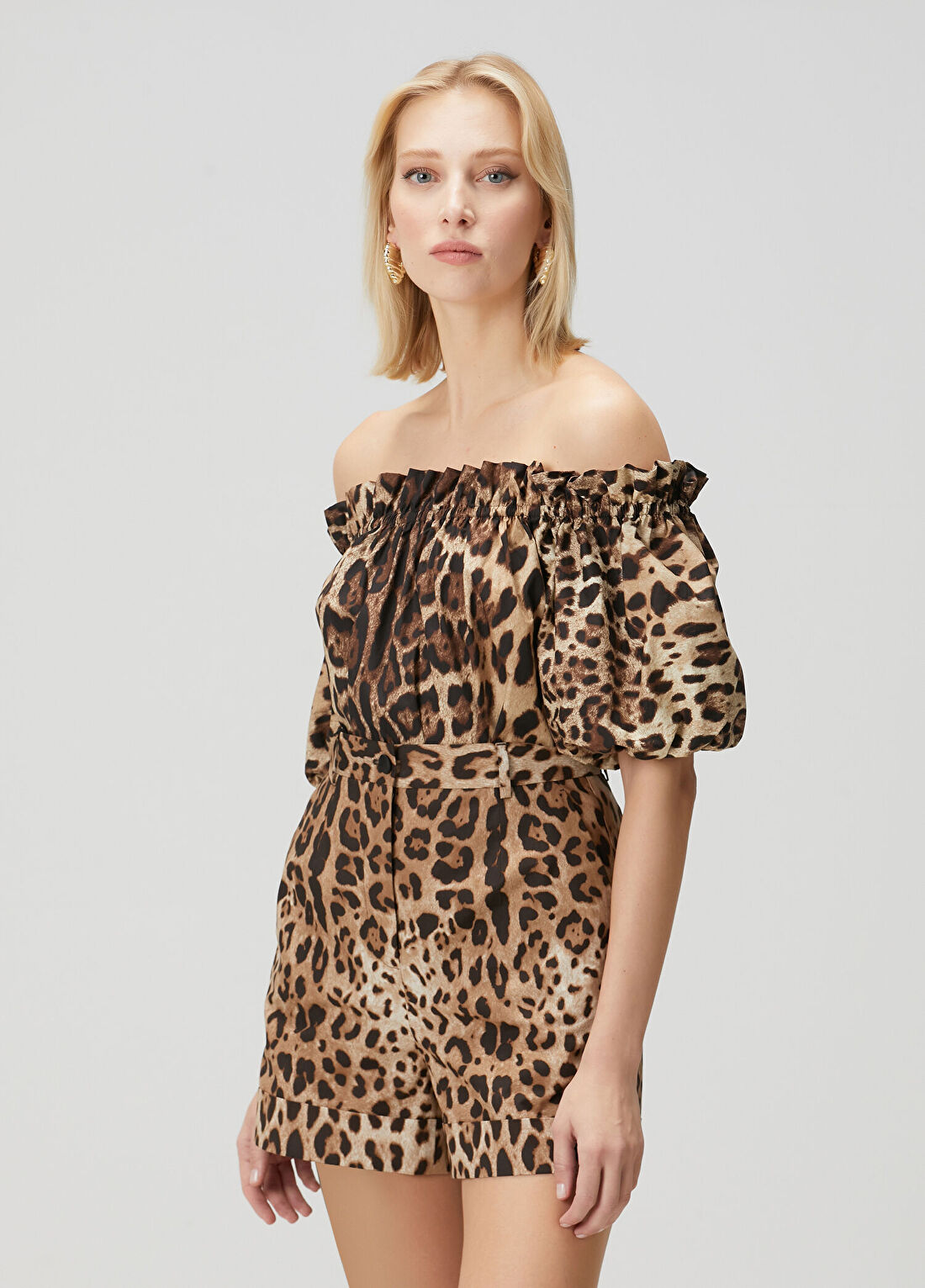 Dolce&Gabbana Leopar Desenli Poplin Bluz