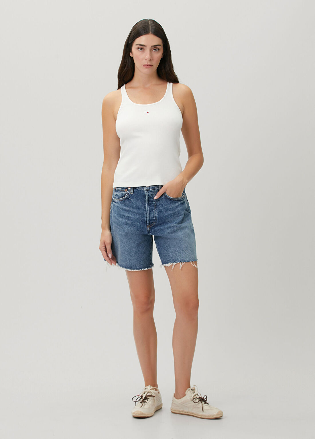 Tommy Jeans Slim Fit Beyaz Atlet görsel 2