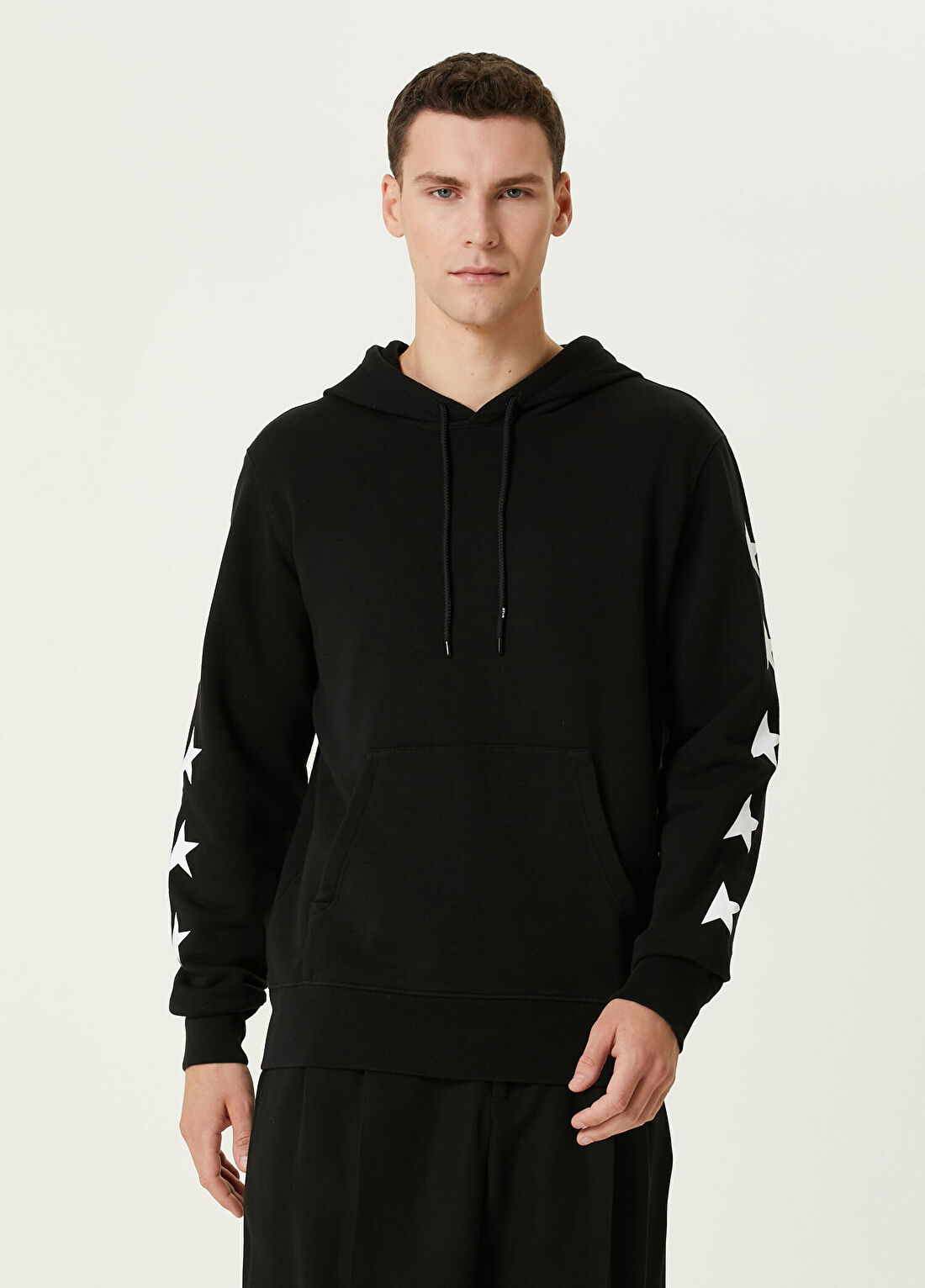Golden Goose Siyah Beyaz Kapüşonlu Logo Baskılı Sweatshirt