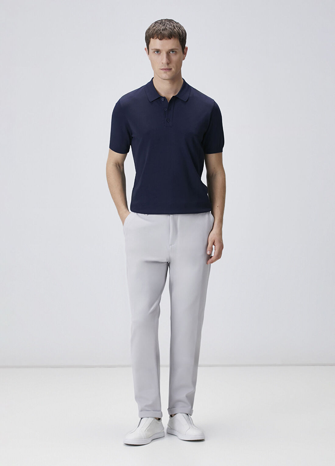 Network Gri Duble Paça Diyagonal Örme Jogger Pantolon