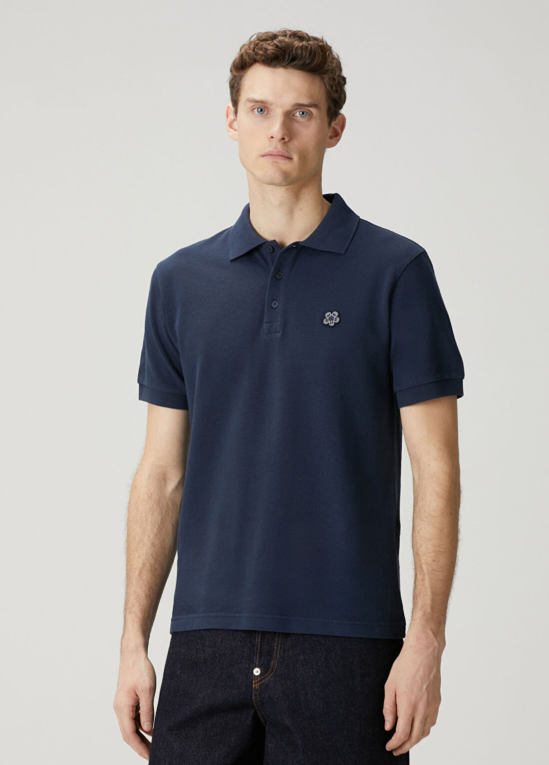 Kenzo Slim Fit Boke Flower Lacivert Polo Yaka T-shirt
