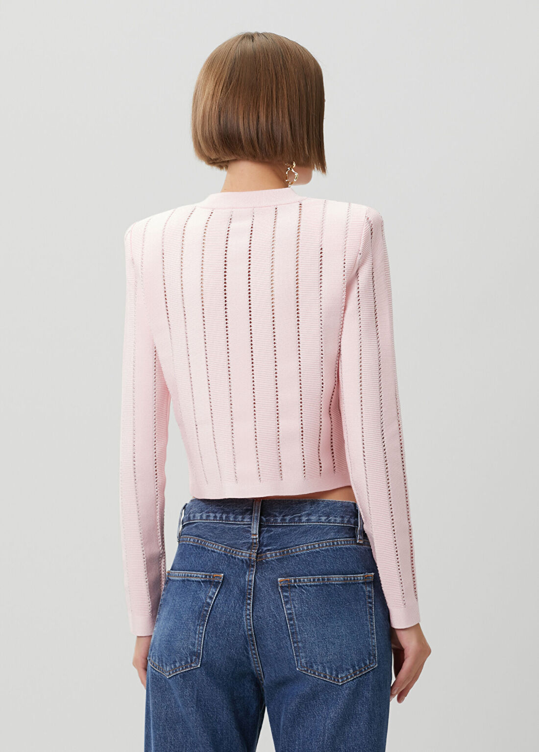 Balmain Pembe Crop Hırka görsel 4