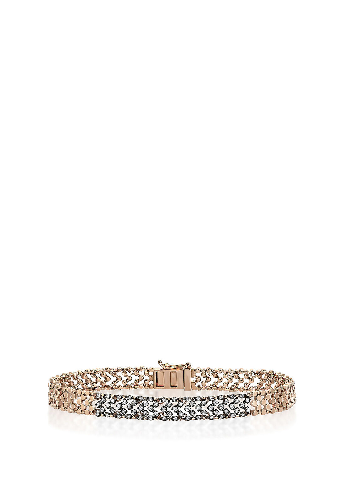 Reis Kuyumculuk Loure Shine Brown Bracelet Pırlanta Taşlı 14 Ayar Pembe Altın Kadın Bileklik