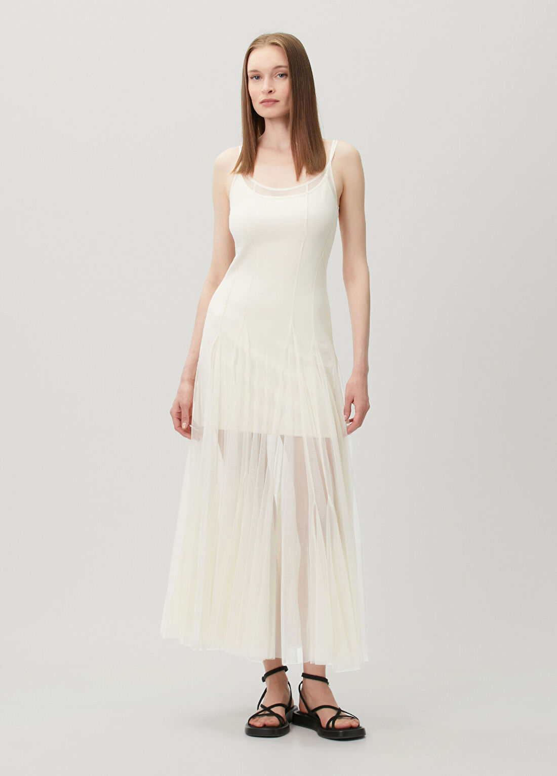 AllSaints Harmonia Ekru Midi Elbise görsel 2