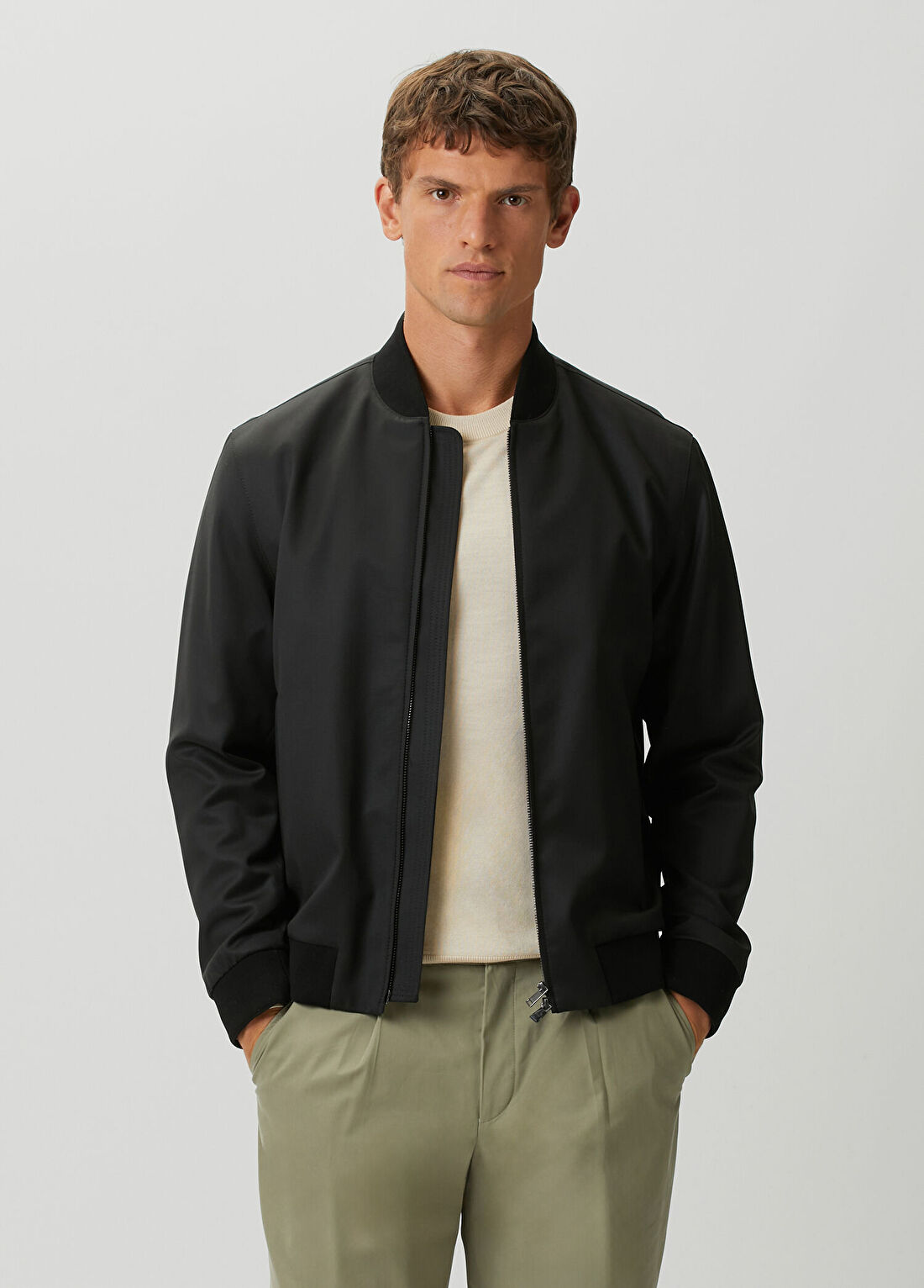 Boss Siyah Bomber Yün Mont