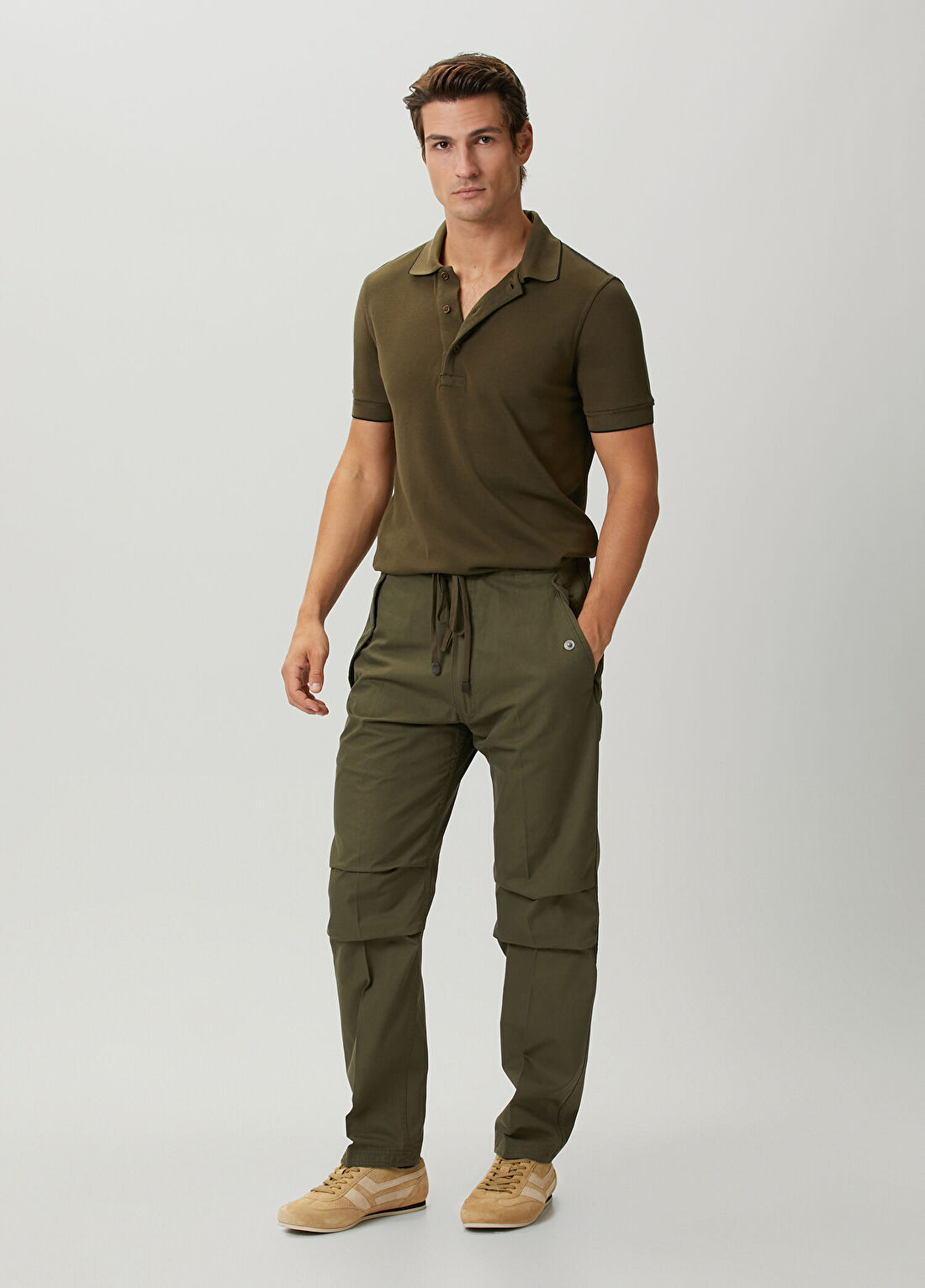 Tom Ford Haki Beli Kordonlu Twill Kargo Pantolon