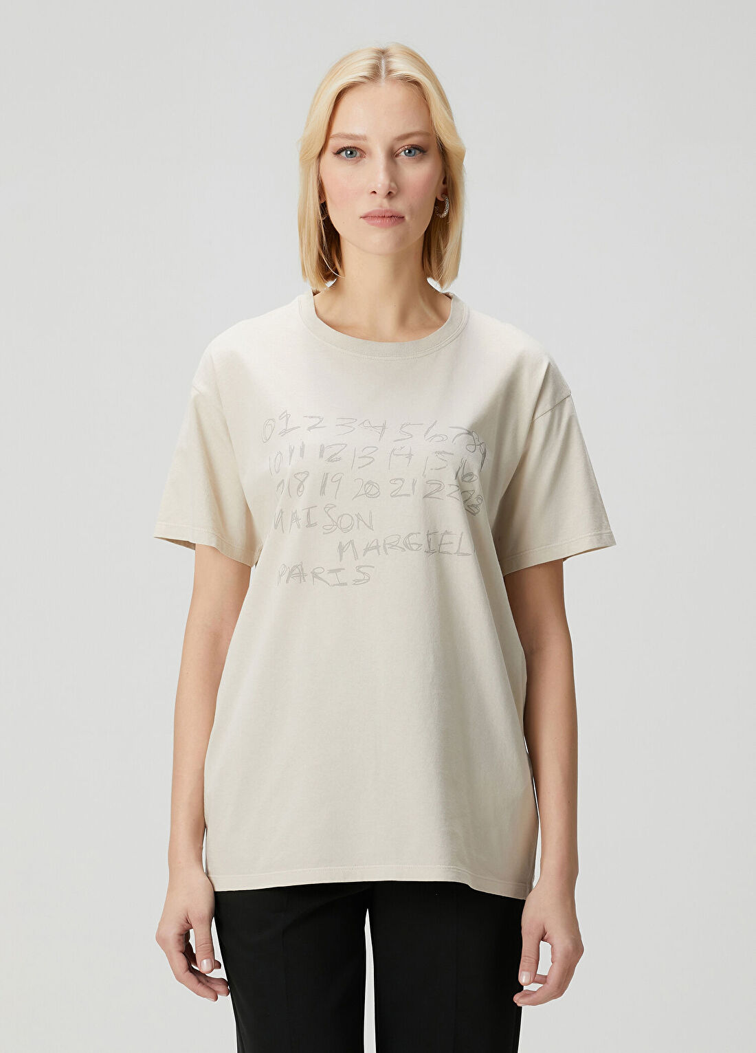 Maison Margiela Bej Baskılı T-shirt
