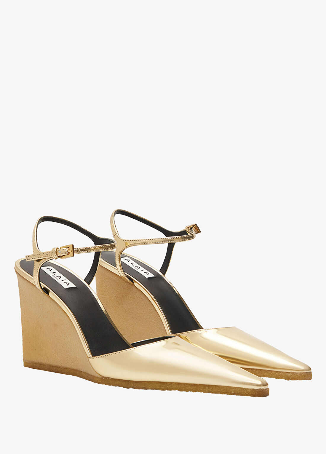 Alaïa Wedge Gold Deri Topuklu Ayakkabı