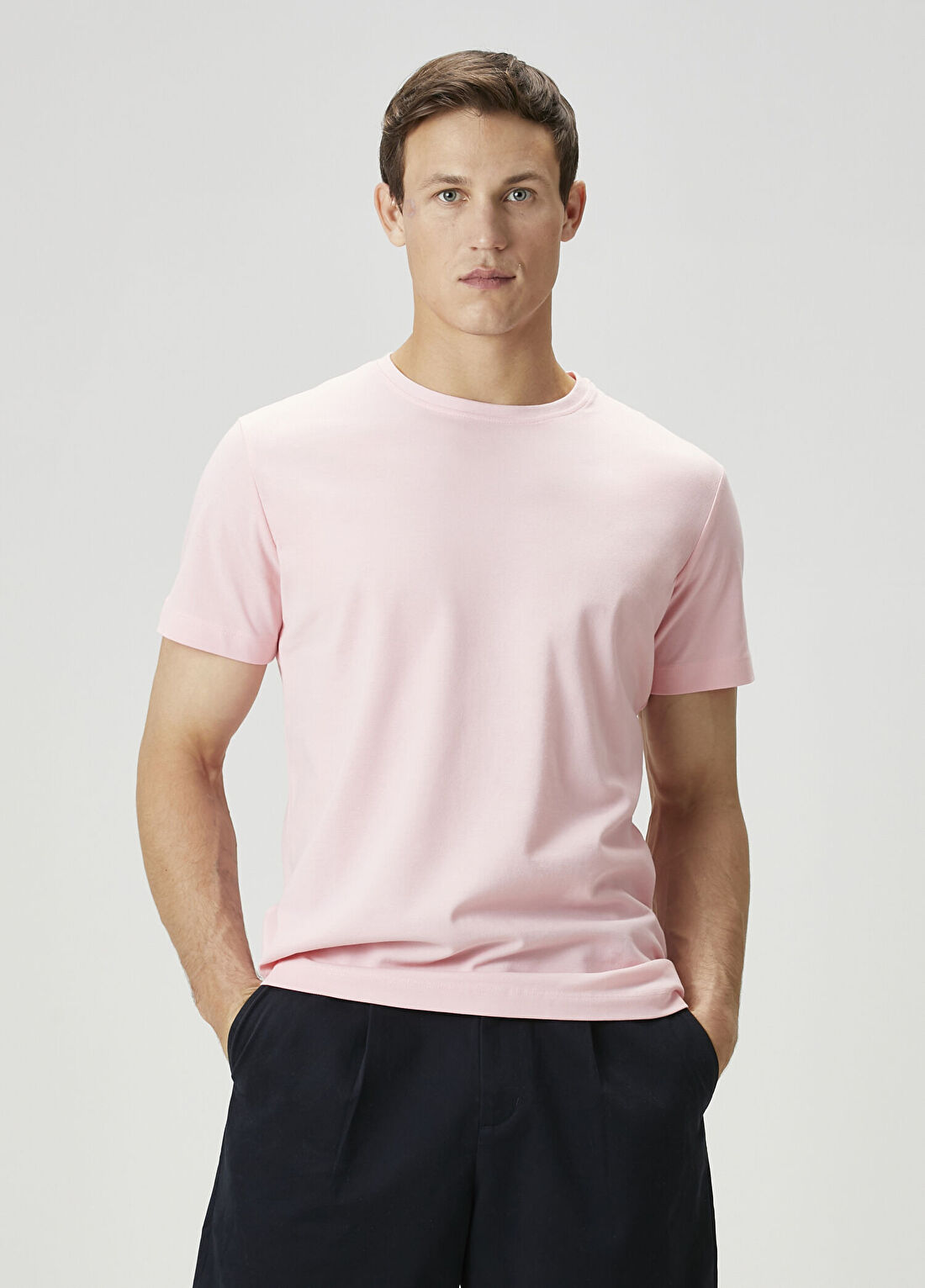 John Frank Açık Pembe Basic T-shirt