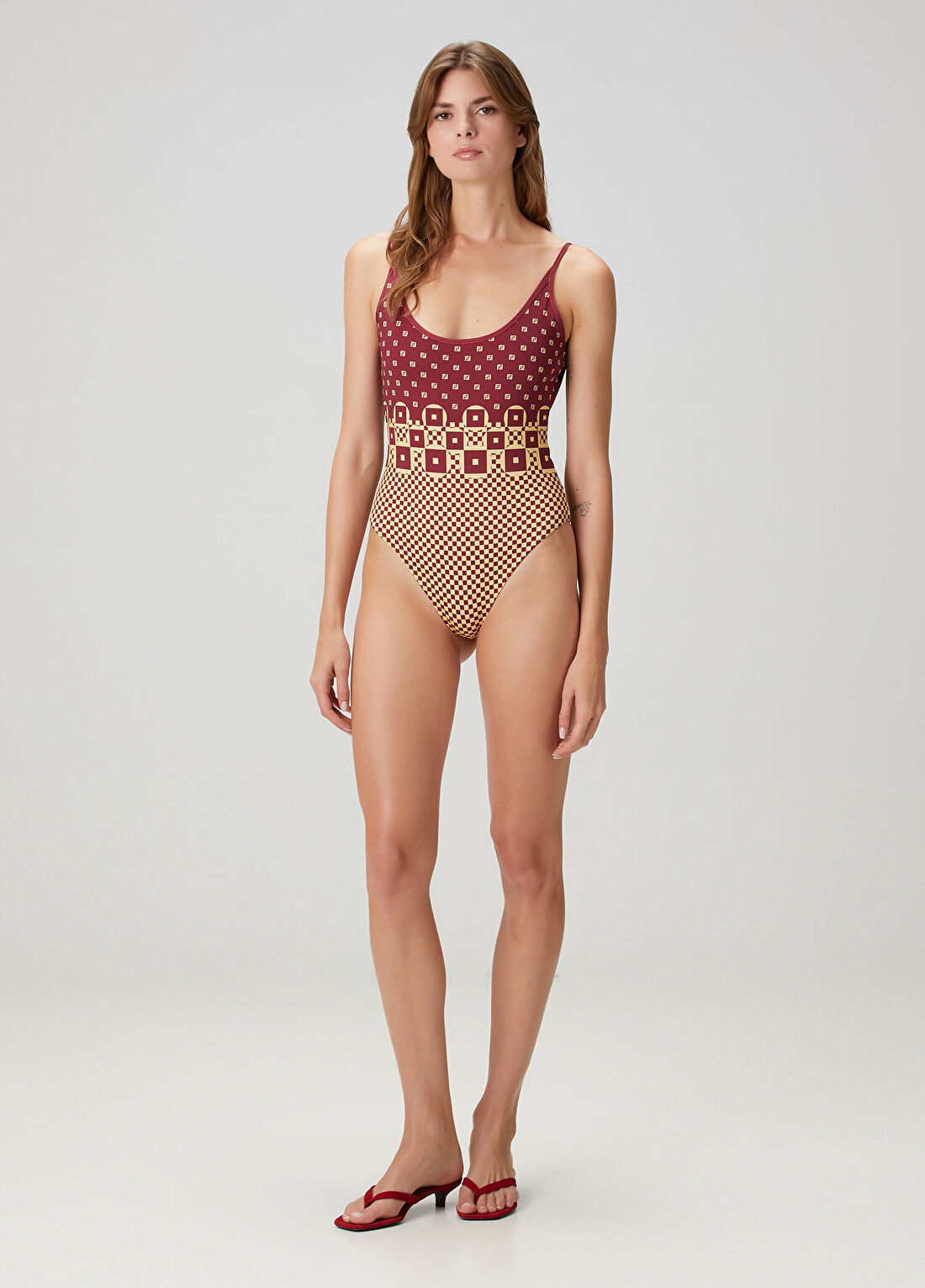 Fendi Bordo Desenli Mayo