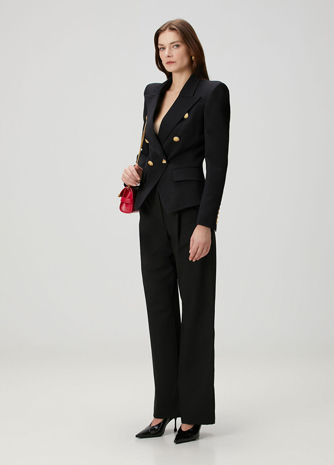 Balmain Siyah Kruvaze Yün Ceket görsel 2