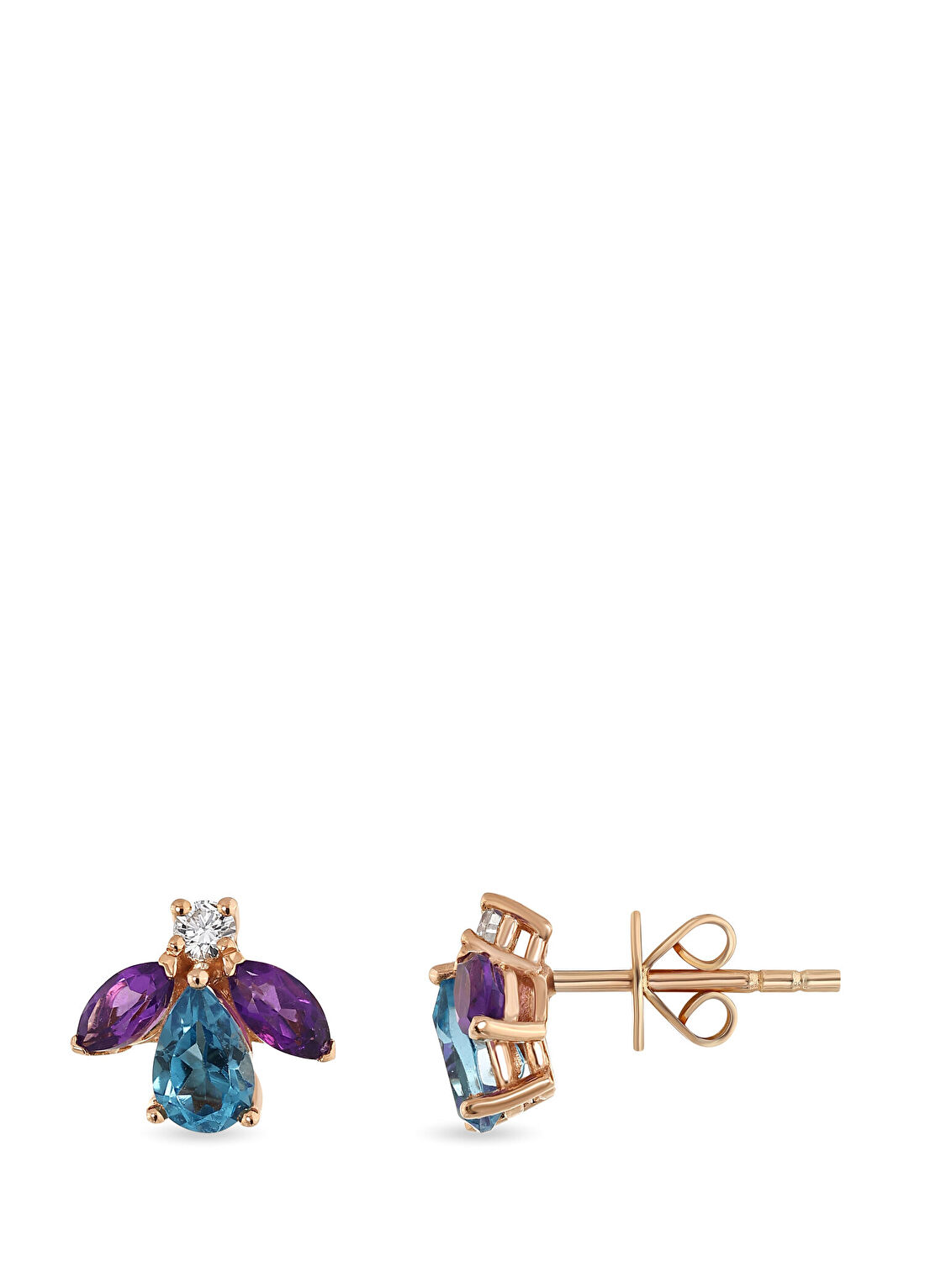 Bee Goddess Queen Bee Maya Pırlantalı Kadın Altın Tek Küpe