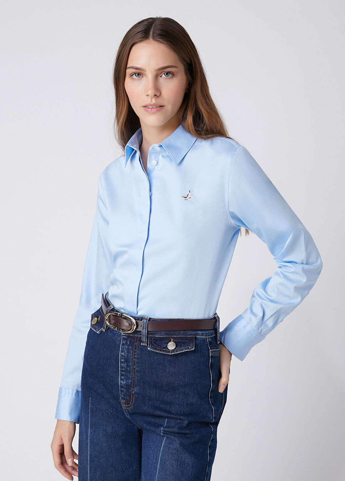 Beymen Club Mavi Basic Poplin Gömlek görsel 4